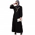 Embroidery abaya with balloon sleeves- Black